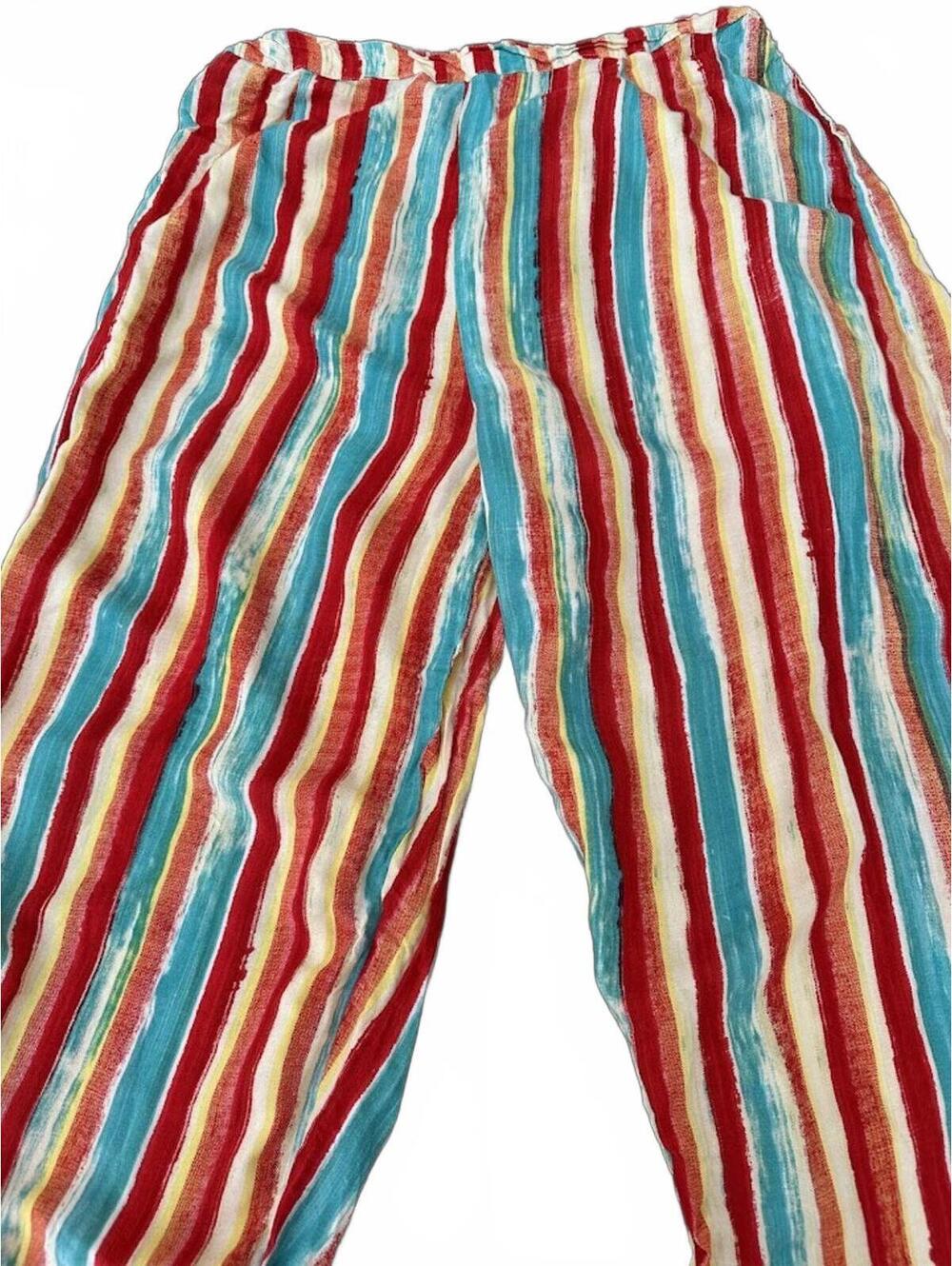 Vintage Stripe Elastic Waist Pants Size 42